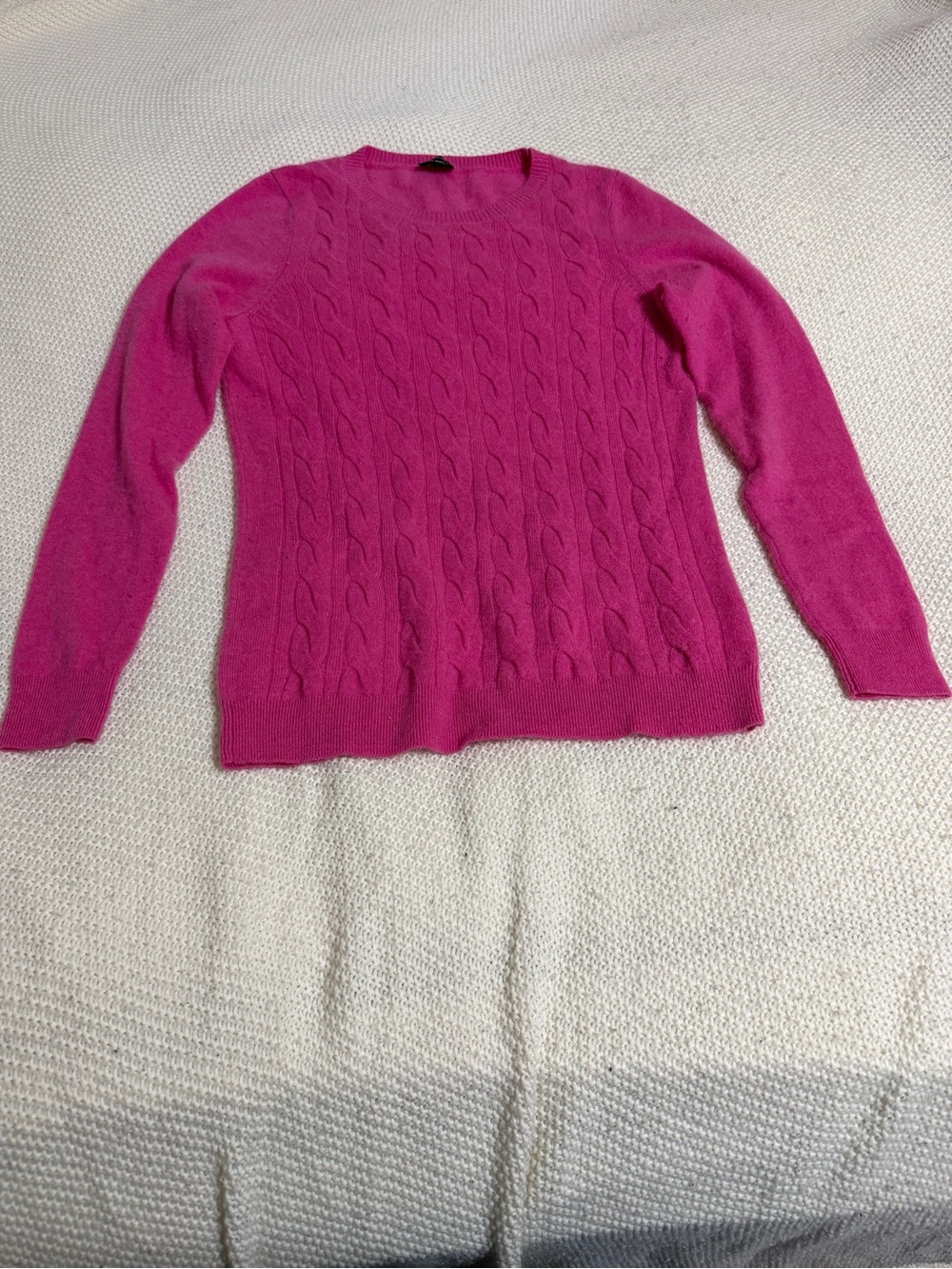 Talbots 100% Cashmere Women's Cable Knit Crewneck Sweater - Pink (M)